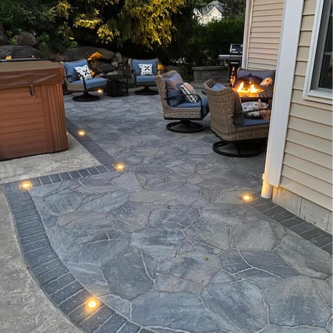 LUMENGY LED In-Ground Paver and Deck Light with Patented Ring Light Effect, 1W, 12V Low Voltage, IP67 Waterproof, for Decks, Driveways, Patios, Steps and Paver Surfaces, Stainless Steel Finish, 6-Pack