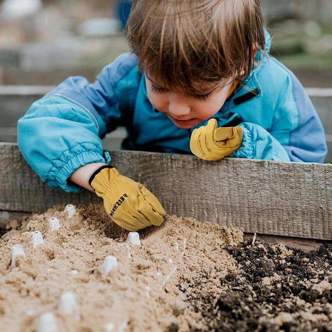 Kids Leather Gardening Gloves, Toddler Work Gloves, Perfect for Children Gardening for Kids Age 2-7 | Flexible, Lightweight, Perfect for Children Leather Work Glove for Outdoor Activities, Garden, DIY, Planting, Hiking, Cycling