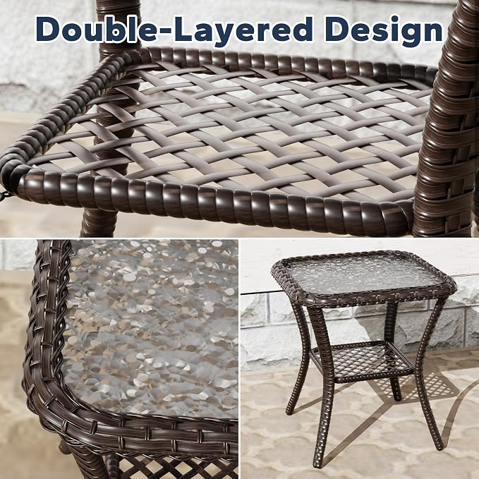 6 PCS Outdoor Conversation Set | 78" Couch, 2 Chairs, 1 Side Table, 2 Ottomans, Patio Wicker Conversation Furniture with Removable Cushions for Bistro, Deck, Sunroom (Beige)
