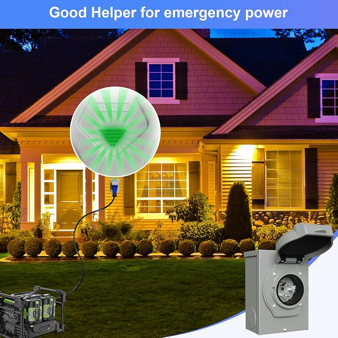 50 Amp Generator Inlet Box Pre-Drilled, NEMA SS2-50P 30A 125V/250V Generator Power Inlet Box for 3 Prong Generator Cord ETL Listed, Waterproof Dust Proof for Outdoor Use