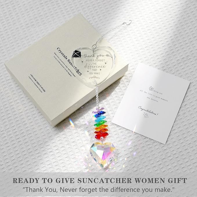 Thank You Gifts, Crystal Suncatcher Thank You Gifts for Women, Never Forget Appreciation Gifts Ornament, Women Gifts for Coworkers Teacher Boss Nurse Friend Keepsake