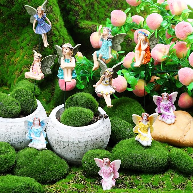 Jetec 10 Pcs Garden Miniatures Fairies Mini Figurine Fairy Accessories Decor for Outdoor Yard Home Decoration(Classic Color)