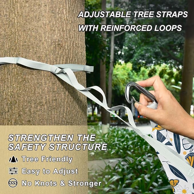 Camping Hammock Outdoor Hammocks for Outside Lemons Flower Butterfly Beach Trees Portable Lightweight with Pockets Tree Straps Indoor