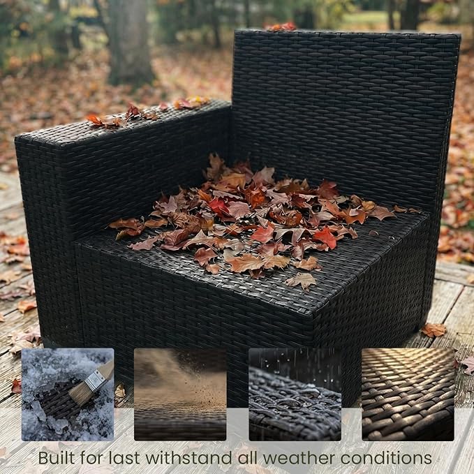 LayinSun 13 Pieces Outdoor Patio Furniture Set with 44" Fire Pit Table Rattan Sectional Sofa Conversation Sets