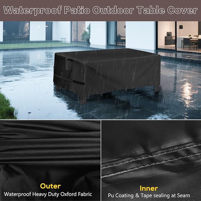 Outdoor Coffee Table Cover, Waterproof Patio Coffee Table Cover, Outdoor Small Furniture Covers for Winter, Rainproof Fade Resistant