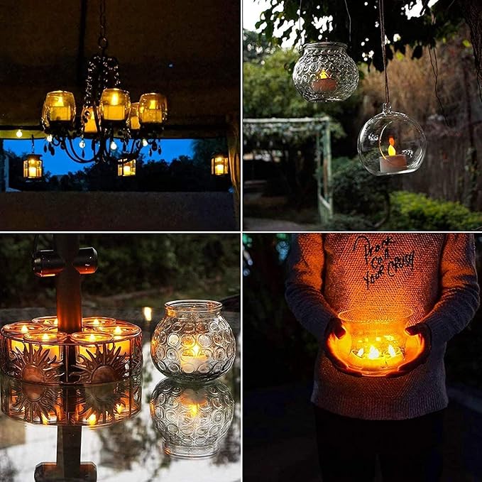 Solar Tea Lights Outdoor Waterproof - 8 Pack Rechargeable Flickering Candle Lights Solar Powered Reusable LED Candles Flameless Lamp Nightlights for Lanterns Garden Camping Home Decor, 2.3''x2.1''