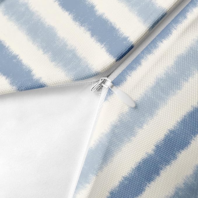 Throw Pillow Covers, Blue Striped Coastal, 18 x 18 Inch, Set of 2 | Farmhouse Waterproof Outdoor Square Cushion Case Pillowcase Decorative for Garden Couch Beach Patio