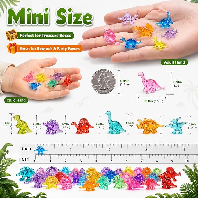 340 Pcs Mini Dinosaur Figures, Mini Resin Animals to Hide, Bulk Plastic Dinosaur Party Favors, Miniature Figurines,Small Classroom Prizes
