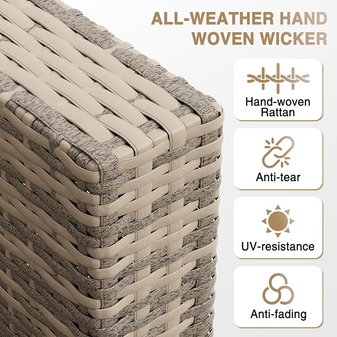 Aoxun Patio Furniture Sets, 7-Piece Outdoor Patio Furniture with Thick Cushions, Wicker Outdoor Conversation Set Sectional Sofa for Backyard, Poolside, Garden (Included Waterproof Cover