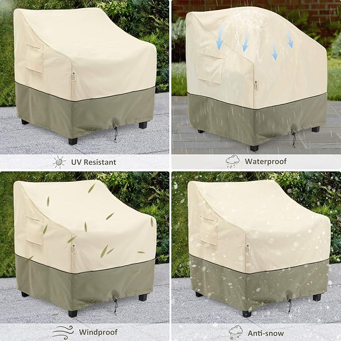 COSFLY Outdoor Furniture Patio Chair Covers Waterproof, Lounge Deep Seat Cover, Lawn Furnitures Covers Fits up to 32W x 37D x 36H inches(2 Pack)