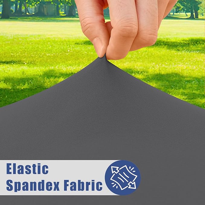 Moosfor Spandex 5 Foot Rectangle Table Cloth 2 Pack, Elastic Fitted Tablecloths for Picnic, Stretch Washable Patio Table Cover for Outdoor, Camping, Banquet and Parties (Dark Grey, 30"x60")