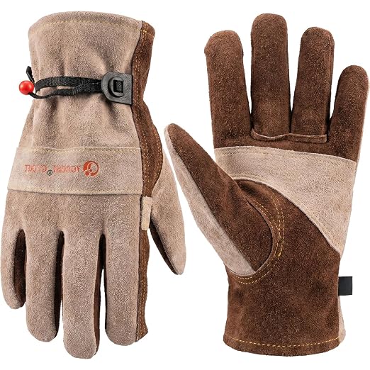 Leather Work Gloves for Men & Women.Welding, Gardening, Brown-XL | Glove for Tig, Mig, Construction, Chainsaw, Farm, Ranch, etc. Cowhide, Soft Lining, Utility, Firm Grip, Durable.