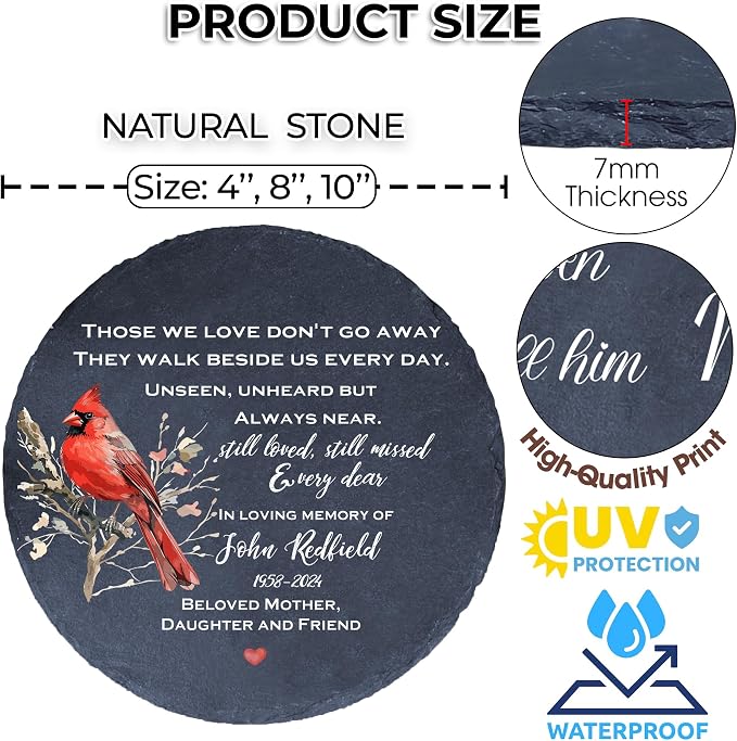 Cardinal Memorial Garden Stone Those We Love Don't Go Away Remembrance Gift Loss of Loved One Nanny Papi Mom Dad Step Father Mother in Law Grief Heaven Condolence Home Outdoor Walkways Grave Decor