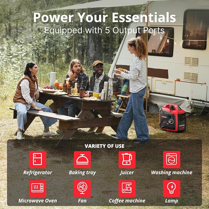 AMERISUN Portable Inverter Generator 2500W Gas Powered, CO Sensor, Super Quiet Gas Generator for Home Backup, Emergency, Camping,EPA Compliant