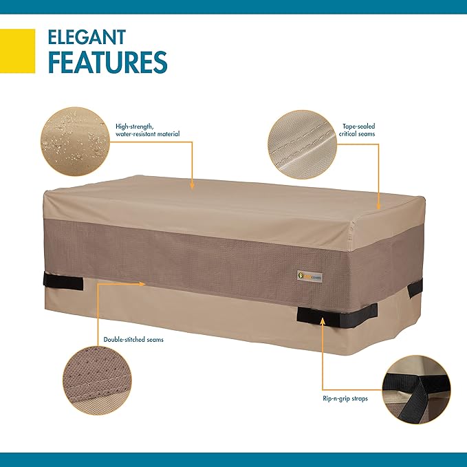 DUCKCOVERS Elegant Waterproof 47 Inch Patio Coffee Table Cover, Outdoor Ottoman Cover
