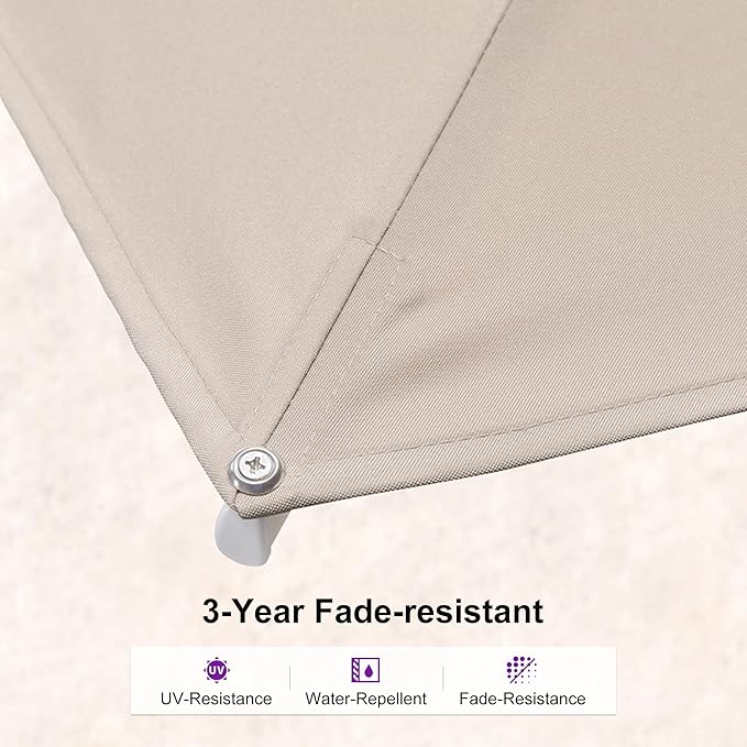 PURPLE LEAF 9' X 12' Right-left Tilt White Cantilever Umbrella with Base Patio Outdoor Swivel Umbrellas with Aluminum Tilt Offset Umbrella with 360° Rotation for Deck Pool, Beige