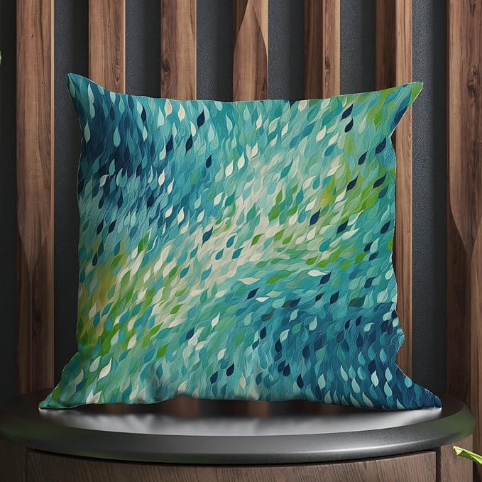 Throw Pillow Covers Make It Rain Fiesta Cushion Cover Retro Rainbow Teal Pillow Cover Accent Throw Pillow Covers Farmhouse Decorative for Sofa Bed Chair Car 24x24 in