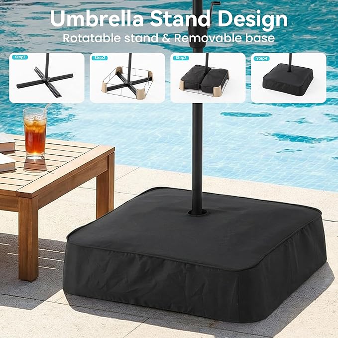 COSIEST 8 * 13FT Cantilever Patio Umbrella with Base,Large Rectangle Offset Umbrella，Heavy Duty Double-Sided Table Market Umbrella for Garden, Pool, Deck Shade, Dark Gray
