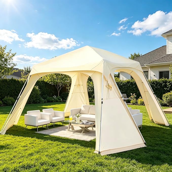Alvantor 12' x 12' Pop Up Gazebo, All Weather 4-Season Instant Canopy Tent, UPF 50+ Waterproof Portable Pergola, Compatible with PVC/Mesh/Polyester Curtains for Patio Backyard Deck Garden Poolside