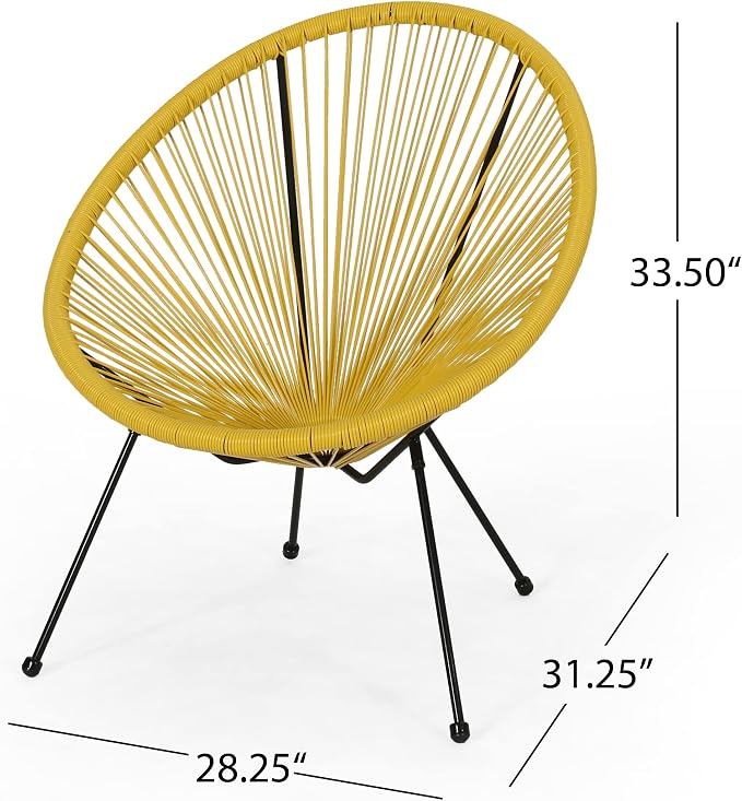 Christopher Knight Home Outdoor Hammock Weave Chair with Steel Frame (Set of 4) - Yellow and Black Finish