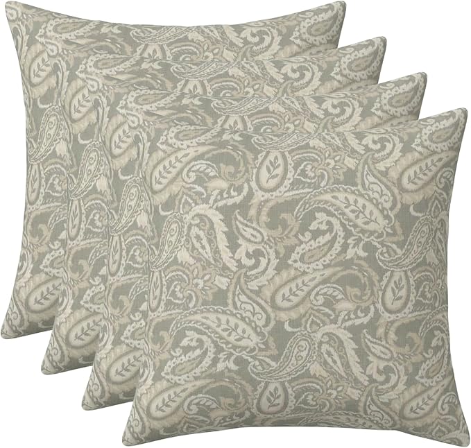RSH DECOR Square Throw Pillows Set of 4, 17" x 17", Outdoor Pillows Waterproof, Outdoor Pillow Covers, Pillow Covers for Couch, Ayideal Fossil, Made in USA