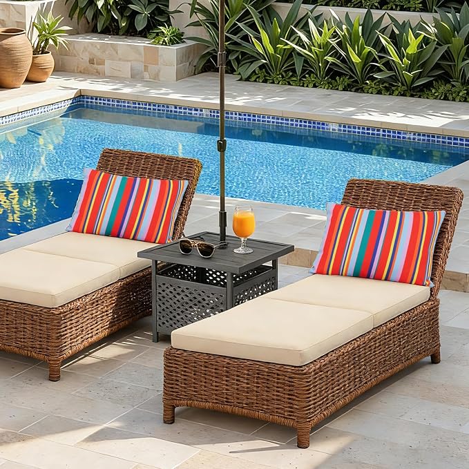 Eternal Beauty 12X20'' Set of 2 Outdoor Decorative Pillow Covers Waterproof Outdoor Pillow Covers for Spring Summer Patio Lumbar Pillows, Red Stripe, 12X20 inches