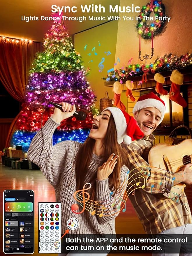 240LED Smart Color Changing String Lights 92FT Orange Fall Light App Remote | Music Sync, Multi Colors and Modes, Timer, Waterproof RGB Twinkle Lights Outdoor Indoor for Christmas Halloween Fall Decor