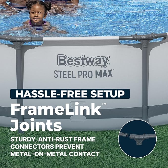 Bestway Steel Pro MAX 12' x 30" Above Ground Pool, Round Metal Frame Outdoor Swimming Pool Set with Filter Pump & Type III A/C Cartridge, Gray
