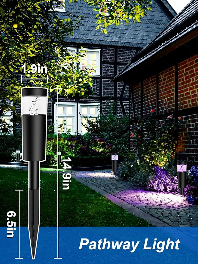 5W RGBW Low Voltage Landscape Pathway Lights with Connectors 12V Outdoor Color Changing Landscape Lighting LED Bollard Path Lights Wired Waterproof Walkway Light for Garden Yard (12 Pack)