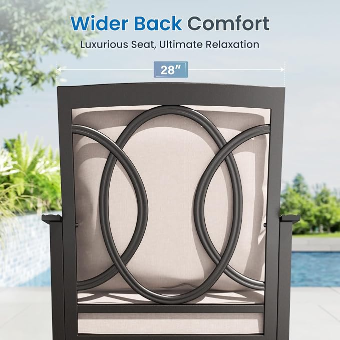 PHI VILLA Swivel Patio Dining Chairs Wicker Chairs Set of 6 with Cushions | Heavy Duty Outdoor Metal Wicker Dining Chair with Padded Cushions, Large All Weather Wrought Iron Patio Chair for Balcony