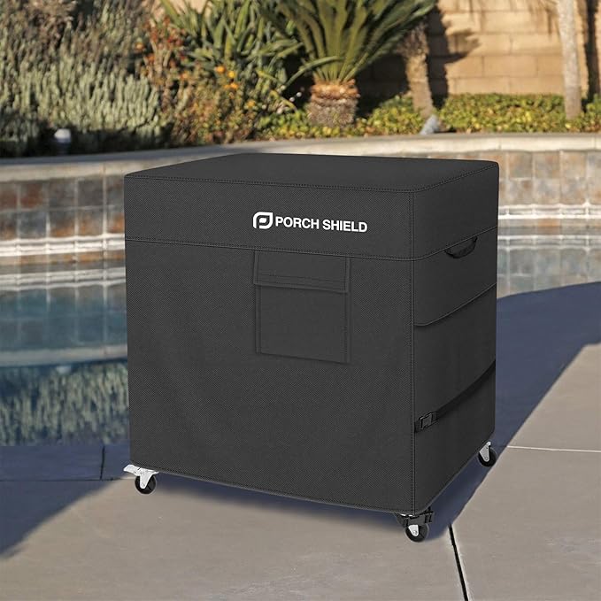 Porch Shield Outdoor Prep Table Cover –Waterproof Patio Dining Cart Cover Fitting Grill Stainless Steel Cart up to 46" L x 24" W x 30" H, Black