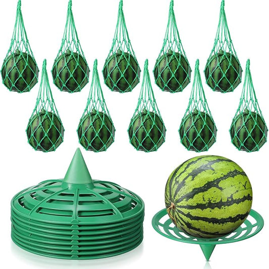 Irenare 20 Pcs Watermelon Net and Reusable Melon Cradles Hammock Watermelon Hammock Net for Garden Pumpkin Support Plant Honeydew Cantaloupes Ground Rot Holds up to 8lbs (Green)