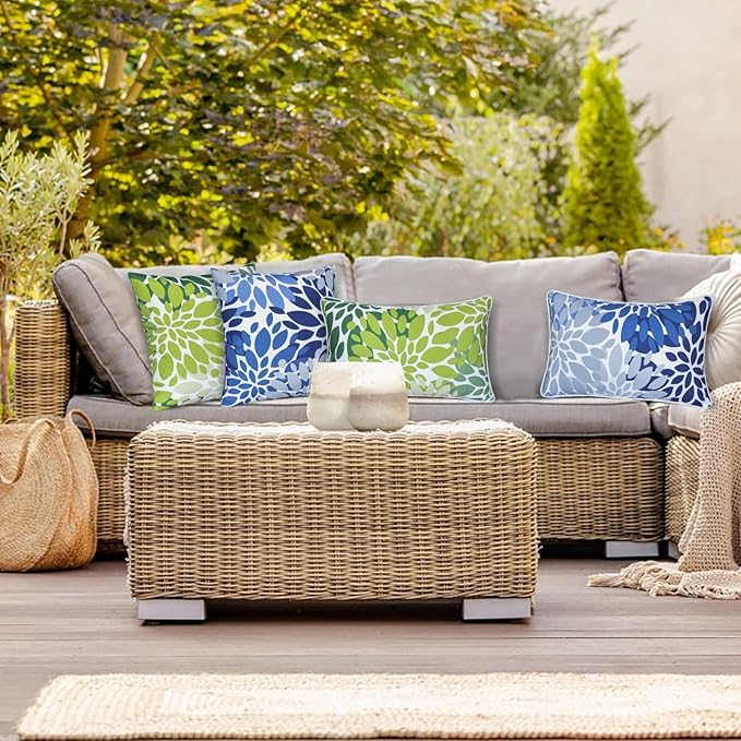 JMGBird Outdoor Patio Pillows Waterproof Outdoor Pillow Covers with Inserts | 12x20 Pillow Insert Outdoor Lumbar Pillows Weather Resistant Throw Pillows for Patio Furniture