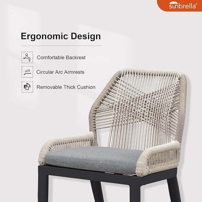 PURPLE LEAF 13 Pieces Patio Dining Set Aluminum Rectangular Table and Wicker Chairs with Cushions for Kitchen Porch Garden Modern Outdoor Furniture Sets, Beige and Dark Grey