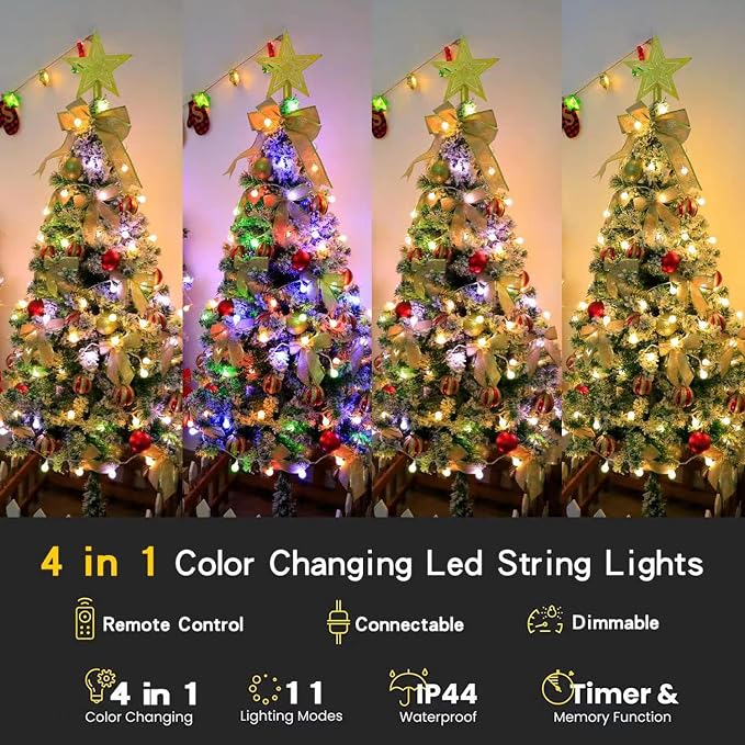 RaThun 65.6ft Globe String Lights with Remote, Multicolor & Warm White | 150 LED Color Changing,11 Modes,16ft Extended Lead,IP44 Waterproof, Linkable for Bedroom,Classroom,Christmas,Home Decor