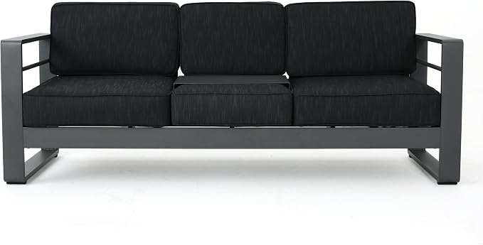 Christopher Knight Home Cape Coral Outdoor Grey Aluminum 5 Piece Conversation Set with Water Resistant Cushions