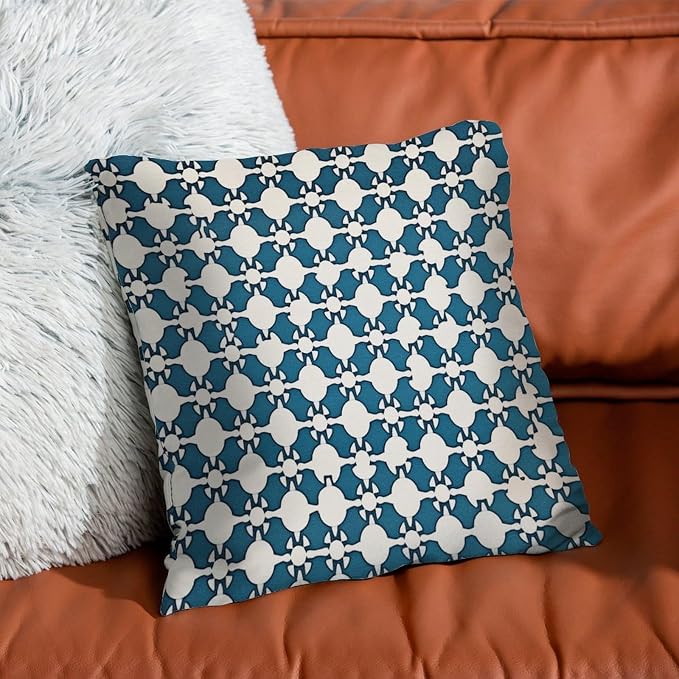 Blue Geometric Cushion Cases Blue and White Trellis Cushion Cover 26x26 INAbstract Accent Modern Decorative Pillow Covers for Patio Couch Bench