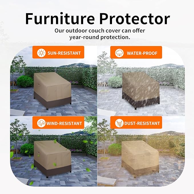 Easy-Going Outdoor Chair Cover Waterproof, Heavy Duty Patio Chair Cover, Windproof Outdoor Furniture Cover with Air Vent (2 Pack-33.5Wx40Dx36H inch, Camel/Dark Brown)