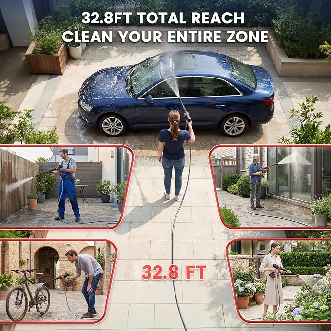 Cordless Portable Washer, 1750 PSI Max Brushless Motor, Hanheld Washer with 4.0Ah Batteries, LCD Display & 4 Gears, Direct Tap & Garden Hose, 7-in-1 Nozzle & Foam Cannon for Auto,Patio, Siding