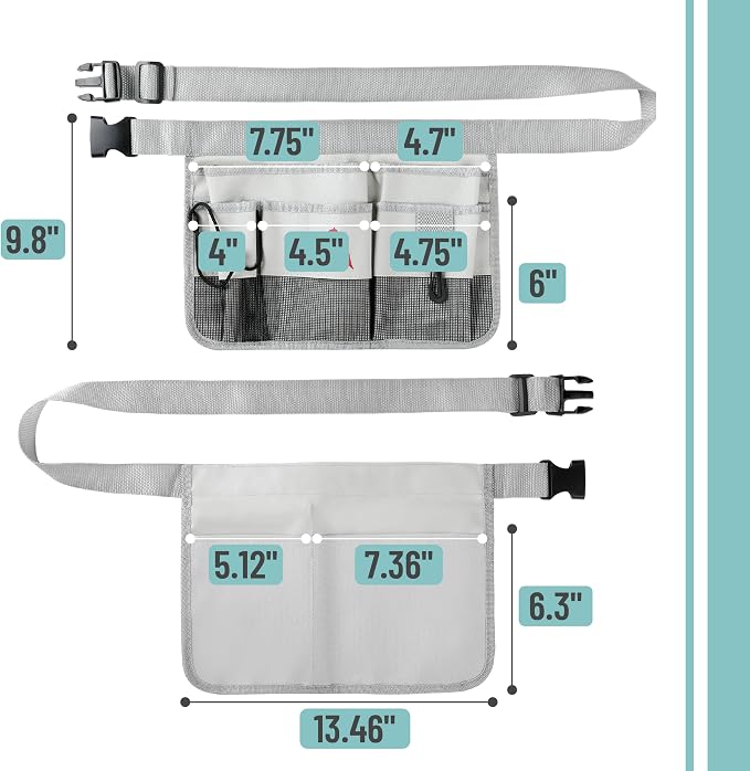 UNCO- Adjustable Gardening Belt, Light Gray, 7 Pockets, Wear Resistant, Cut Resistant, Water Resistant, Garden Tool Belt Pouch, Waist Apron with Pockets