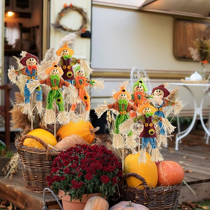 24 PCS Halloween Scarecrow Decorations, Scarecrows Fall Decor | Outdoor, Fall Harvest, Standing Scarecrow, for Garden, Home, School, Yard, Porch, Thanksgiving Decor ﻿