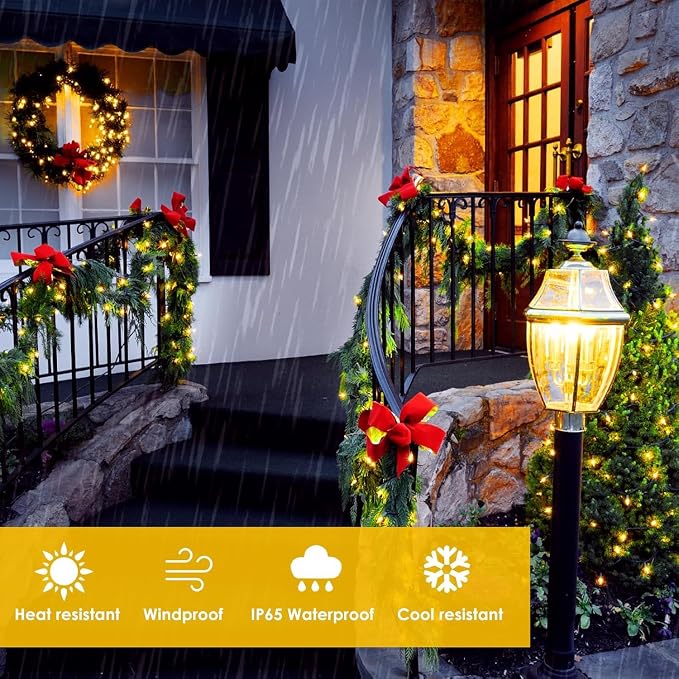 Solar Fairy Lights, 2 Pack Total 200LED 72FT Waterproof String Lights | Warm White, Copper Wire, 8 Lighting Modes Solar Twinkle Lights for Tree Garden Patio Party Outdoor Christmas Decorations