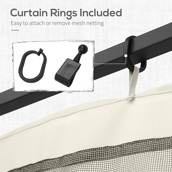 Outsunny 10' x 12' Universal Replacement Mesh Sidewall Netting for Patio Gazebos and Canopy Tents with Zippers, Sidewall Only, White