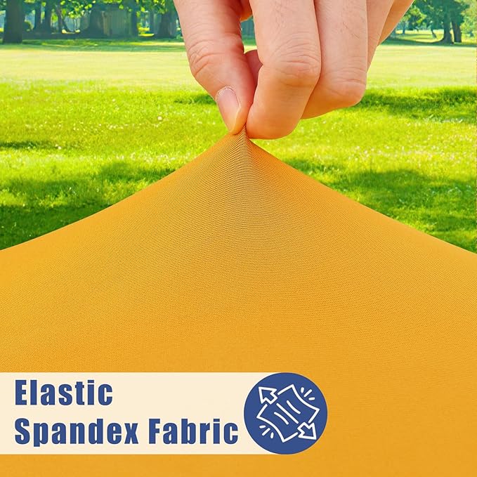 Moosfor Spandex 4 Foot Rectangle Table Cloth 2 Pack, Elastic Fitted Tablecloths for Picnic, Stretch Washable Patio Table Cover for Outdoor, Camping, Banquet and Parties (Mustard Yellow, 30"x48")