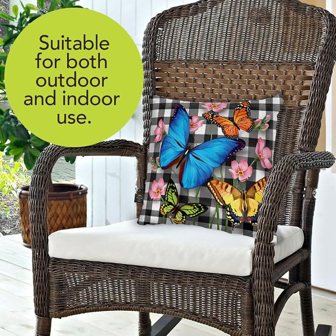 Briarwood Lane Spring Indoor/Outdoor Pillow 17x17 Checkered Butterflies for Spring Pillow
