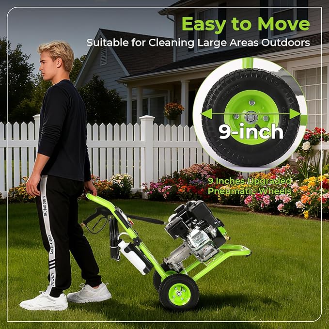 4200PSI Gas Pressure Washer 4.0GPM Gas Power Washer 212CC Gas Powered Washing Machine Commercial High Pressure Washer with 25ft Hose&5 Nozzles for Patio Garden Yard Vehicle,EPA/CARB/ETL