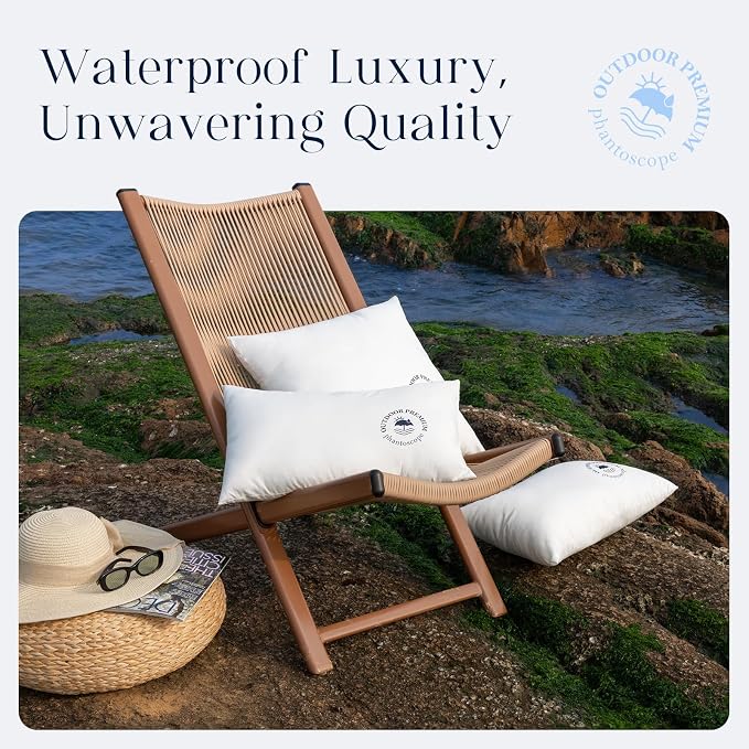Phantoscope 20x20 Outdoor Pillow Inserts, Waterproof Outdoor Pillows 2-Pack | Water Resistant Outdoor Throw Pillow Inserts, Hypoallergenic Decorative Pillow Stuffers for Patio, Porch, Garden, Logo Design