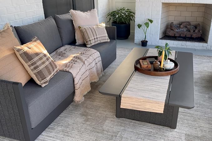 PURPLE LEAF 8-Piece Patio Furniture Set Patio Seating Sofas with Coffee Table Aluminum Furniture Outdoor Couch Sectional Set with Cushions and Aluminum Table Patio Conversation Sets Gray