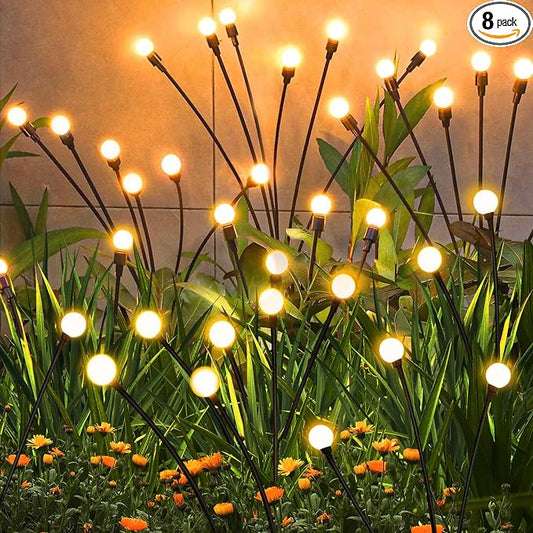 Solar Garden Lights Outdoor Waterproof, Swaying Firefly Light, Garden Decor | 8 Pack Solar Firefly Lights, Auto On/Off Decor for Yard, Patio, Pathway and Lawn, Gifts for Women, Christmas Decor