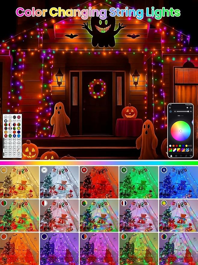 240LED Smart Color Changing String Lights 92FT Orange Fall Light App Remote | Music Sync, Multi Colors and Modes, Timer, Waterproof RGB Twinkle Lights Outdoor Indoor for Christmas Halloween Fall Decor